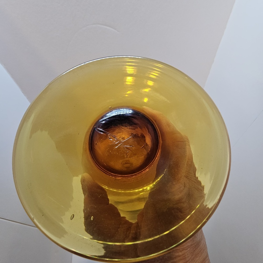 Vtg Empoli Glass MCM Viking Amber Ewer pitcher 16" Tall 4 1/2" Base - Picture 6 of 8